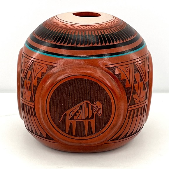 Mitchell Blackhorse Navajo four corners red clay pottery...